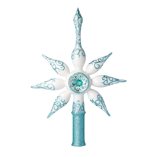 White and Turquoise Christmas Tree Star.. Handmade Glass Christmas ornament.