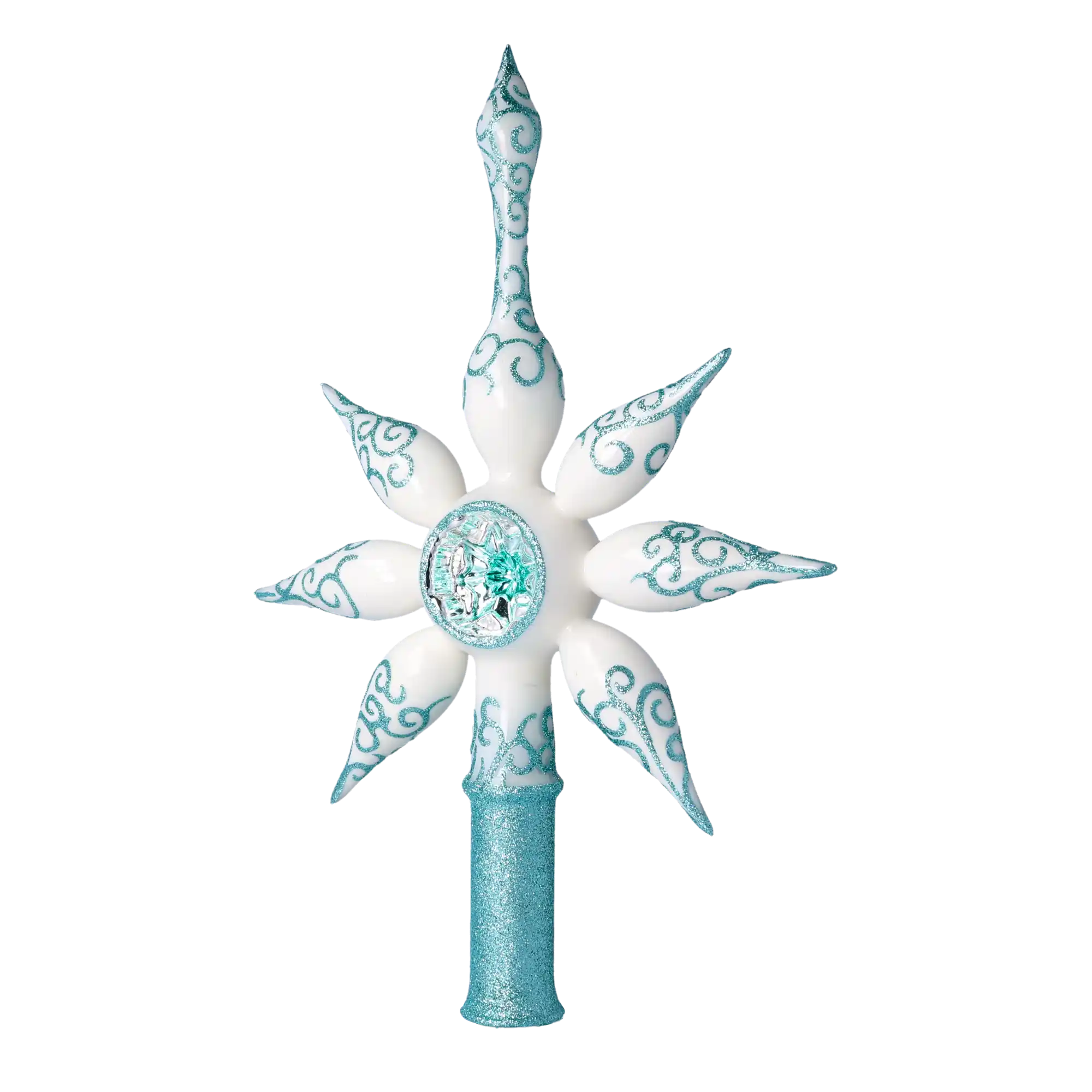 White and Turquoise Christmas Tree Star.. Handmade Glass Christmas ornament.