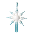 Load image into Gallery viewer, White and Turquoise Christmas Tree Star.. Handmade Glass Christmas ornament.
