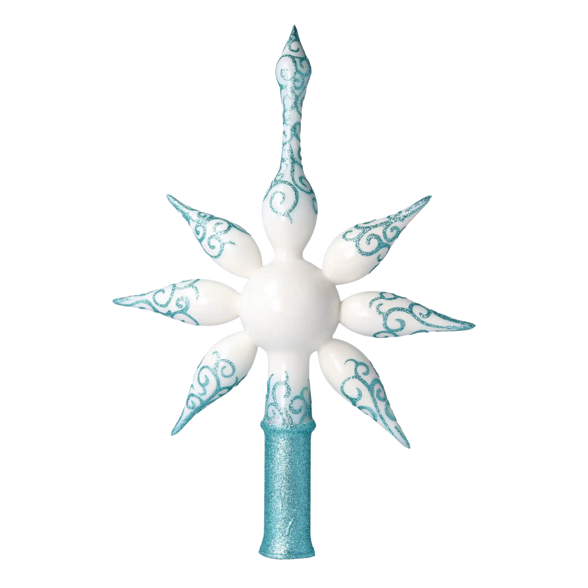 White and Turquoise Christmas Tree Star.. Handmade Glass Christmas ornament.