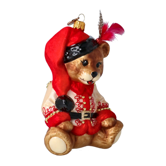 Teddy Bear Folk. Handmade Glass Christmas ornament.