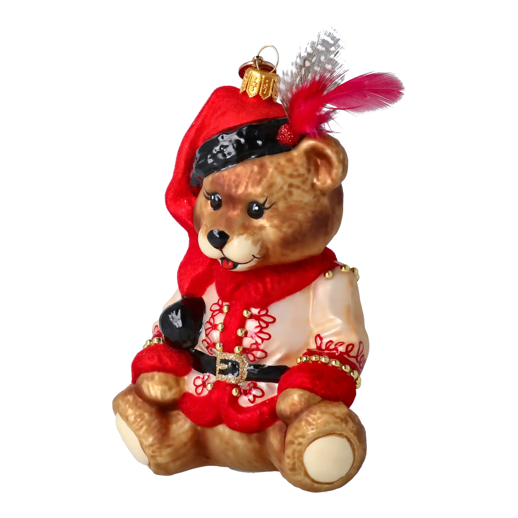 Teddy Bear Folk. Handmade Glass Christmas ornament.