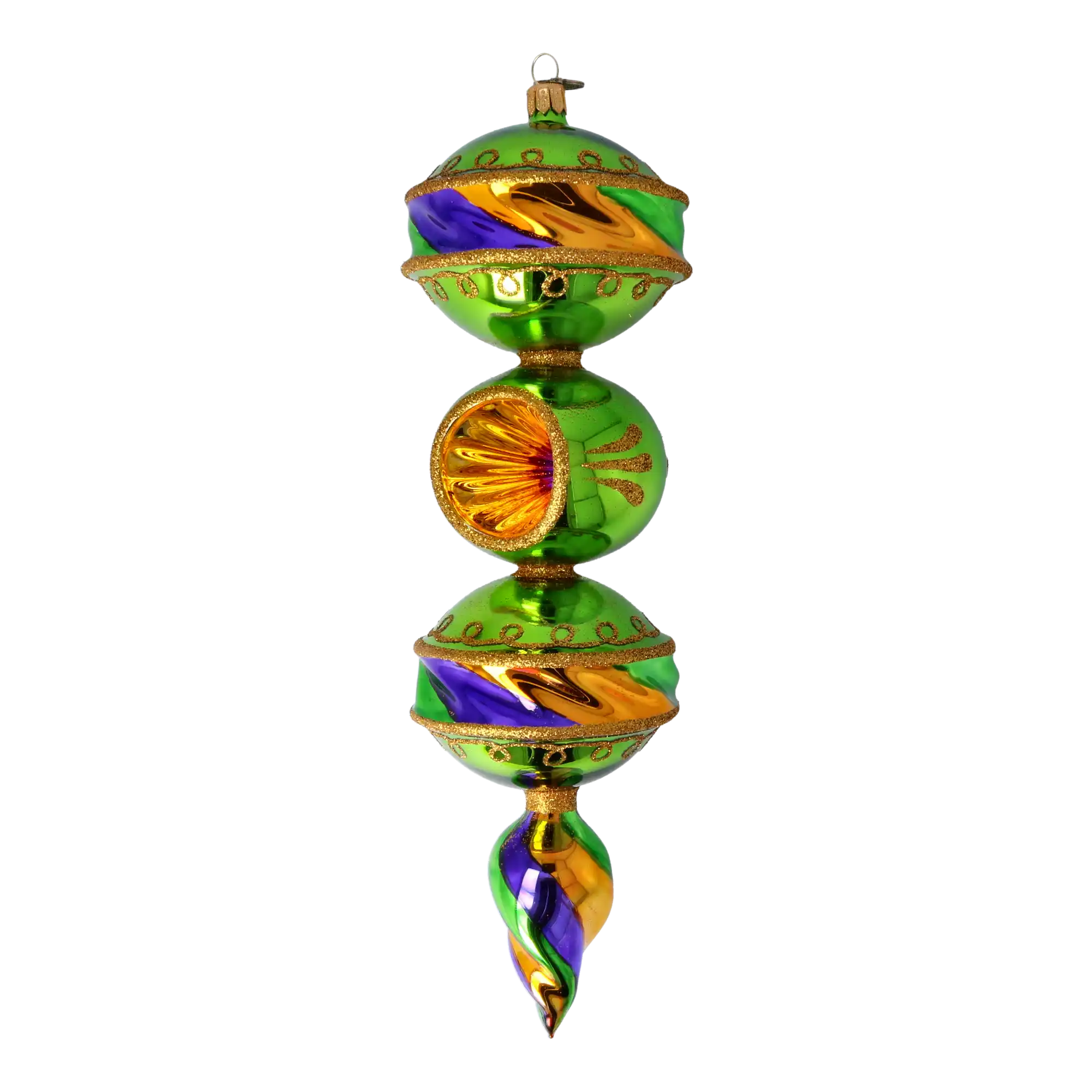 Drop Mardi Gras. Handmade Glass Christmas ornament.