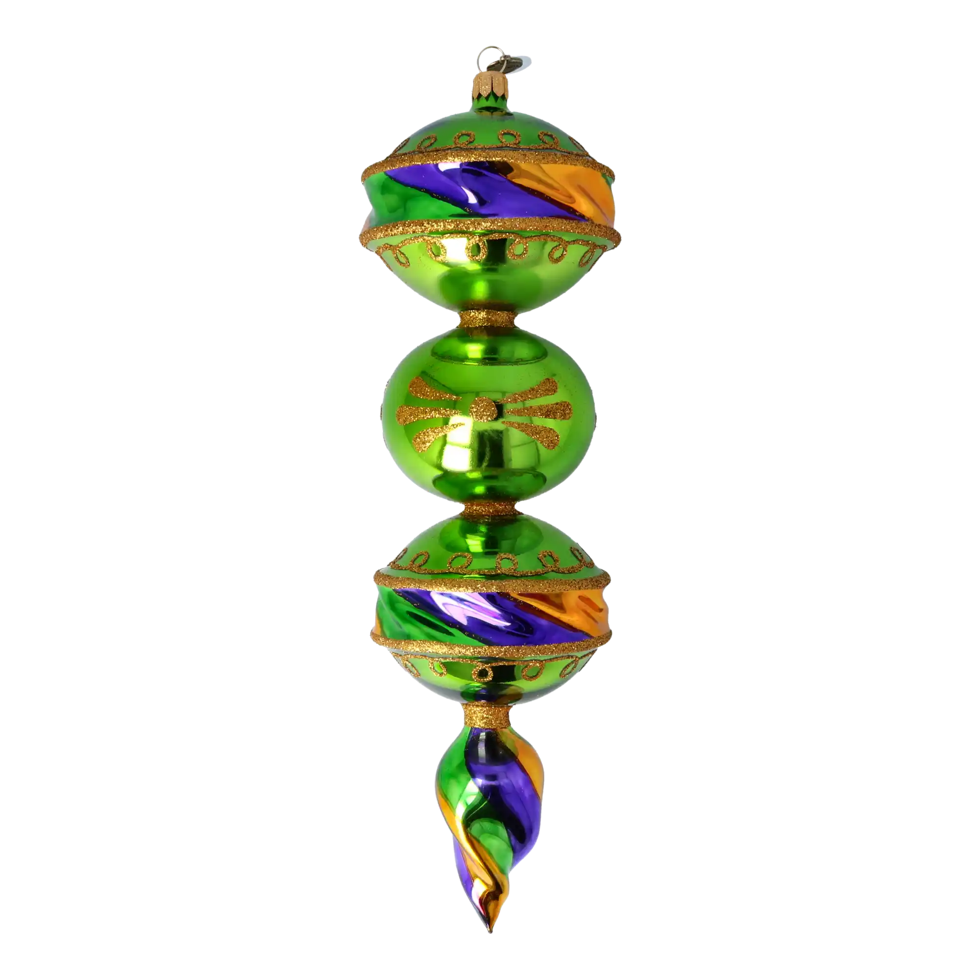 Drop Mardi Gras. Handmade Glass Christmas ornament.