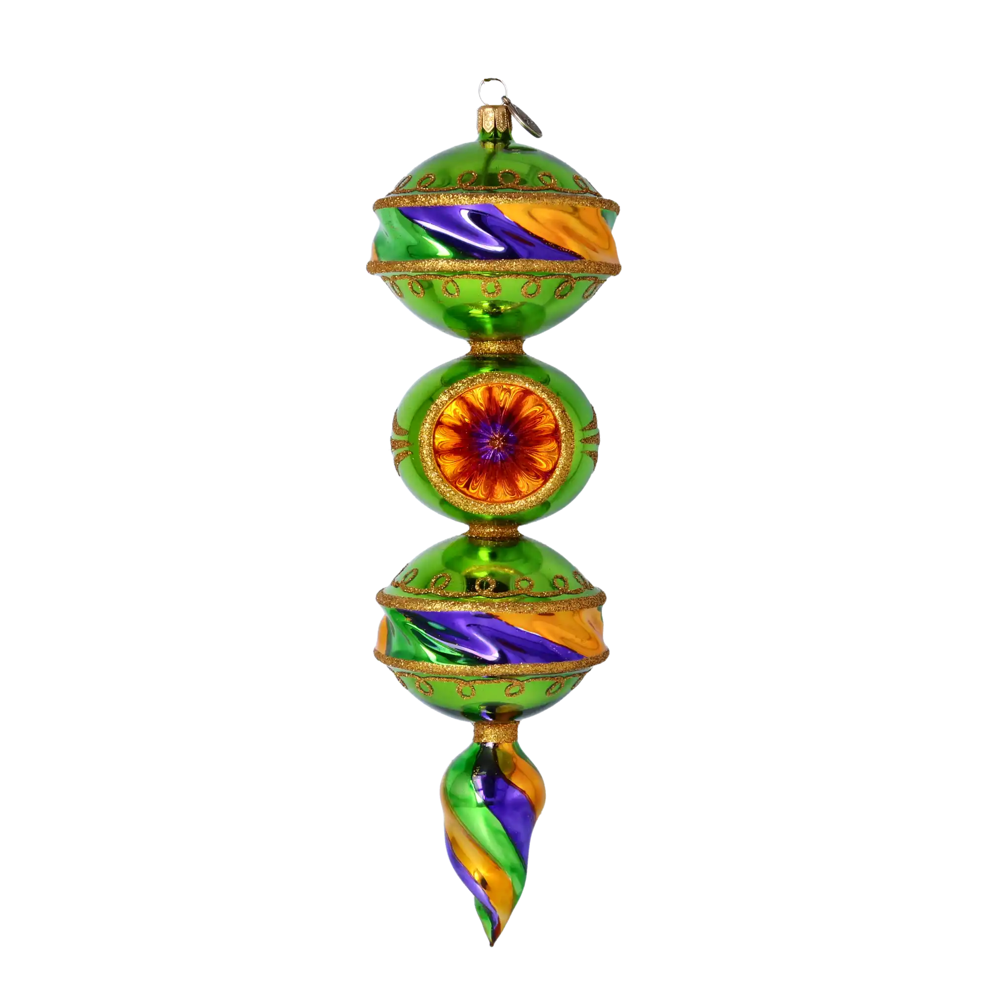 Drop Mardi Gras. Handmade Glass Christmas ornament.