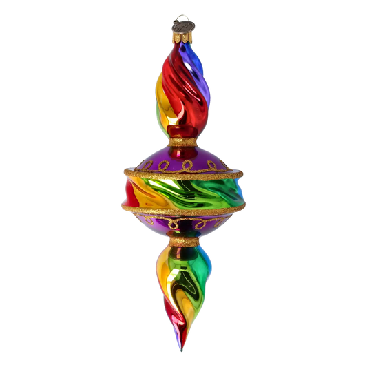 Drop Rainbow Swirl. Handmade Glass Christmas ornament.