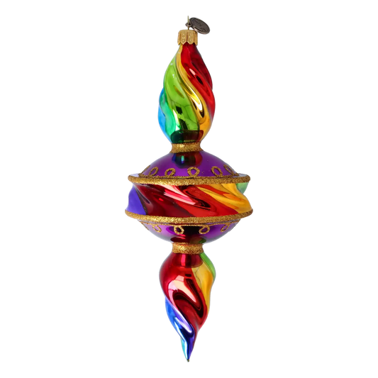 Drop Rainbow Swirl. Handmade Glass Christmas ornament.