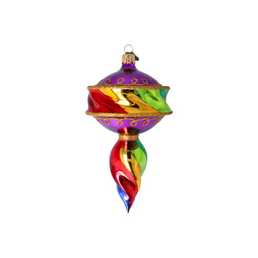 Drop Colored Flame. Handmade Glass Christmas ornament.