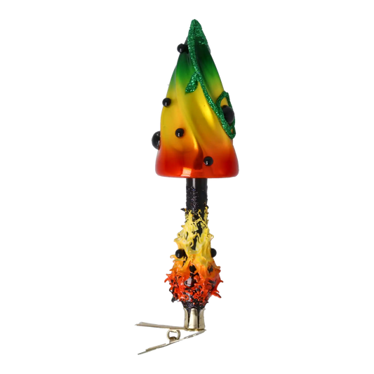 Colorful Mushroom with Shading Effect. Handmade Glass Christmas ornament.