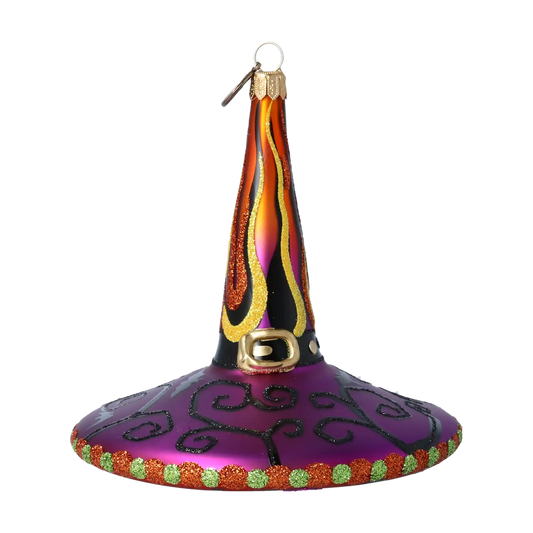 Magic Witch's Hat - Flaming Patterns. Handmade Glass Christmas ornament.