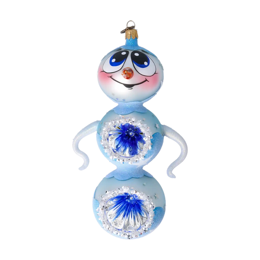 Snowman Shine. Handmade Glass Christmas ornament.