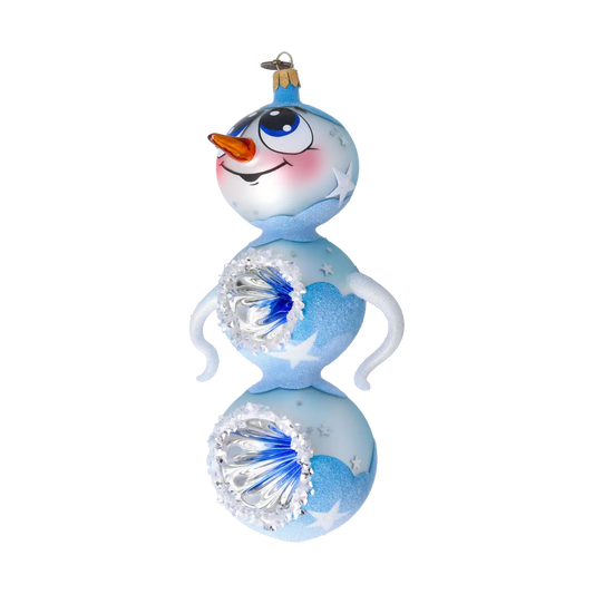 Snowman Shine. Handmade Glass Christmas ornament.