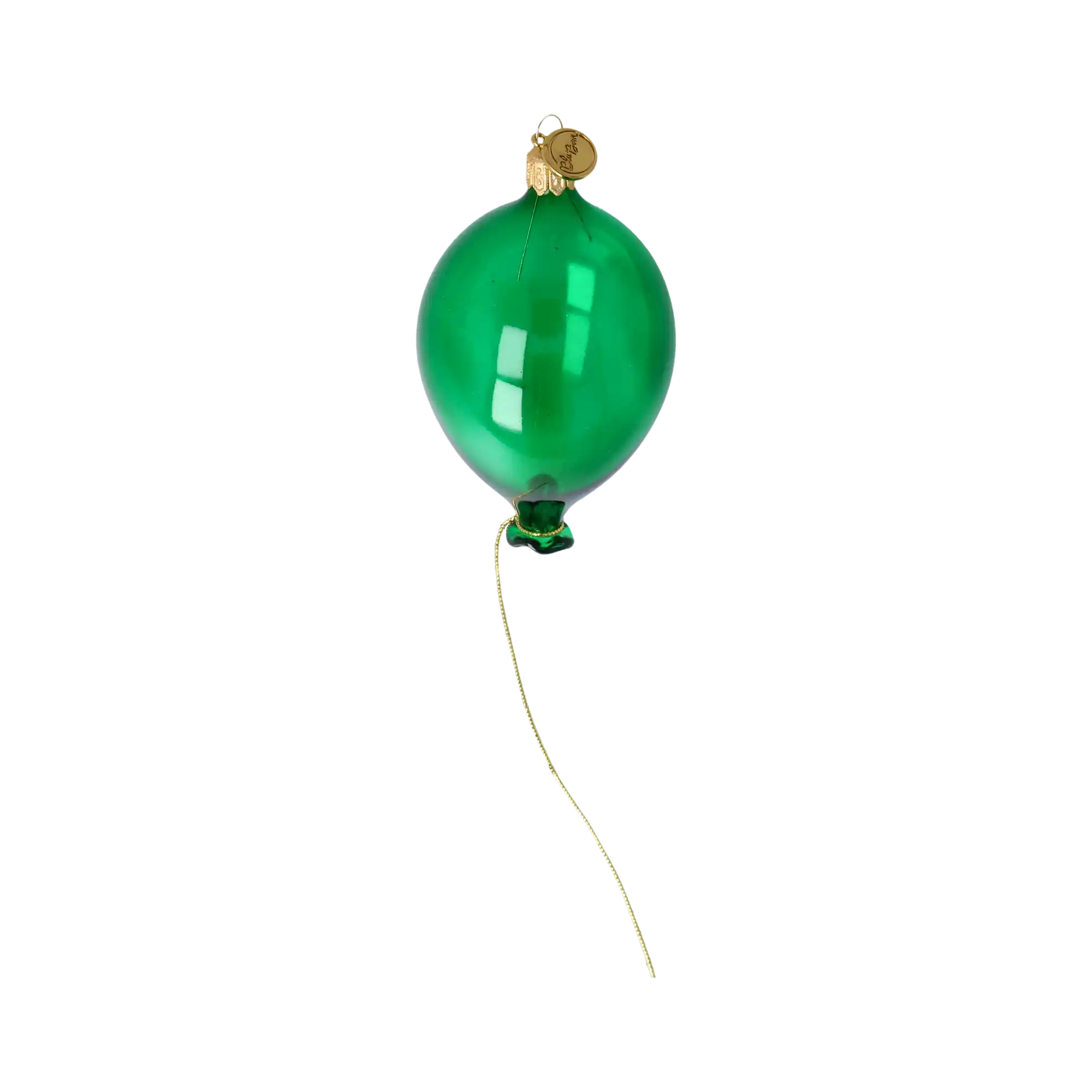 Emerald Hand-Molded Balloon. Handmade Glass Christmas ornament.