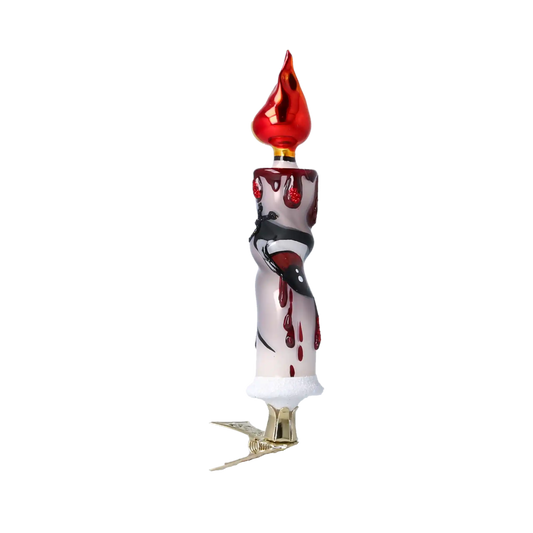 Spooky Candle - Blood Glow. Handmade Glass Christmas ornament.