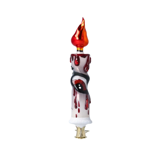 Spooky Candle - Blood Glow. Handmade Glass Christmas ornament.