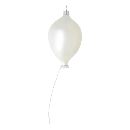 Pearl White Balloon. Handmade Glass Christmas ornament.