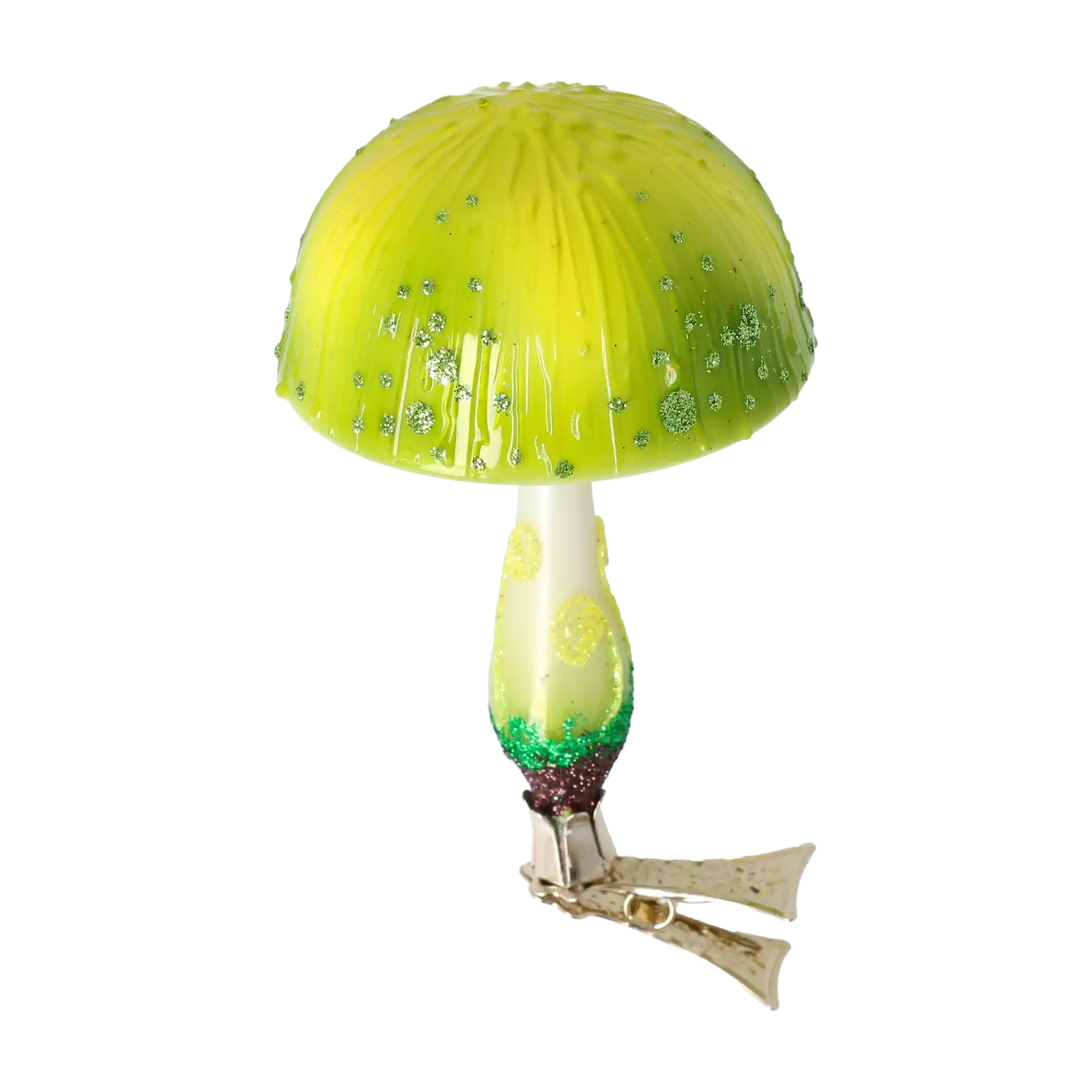 Fairy Lemon Mushroom. Handmade Glass Christmas ornament.