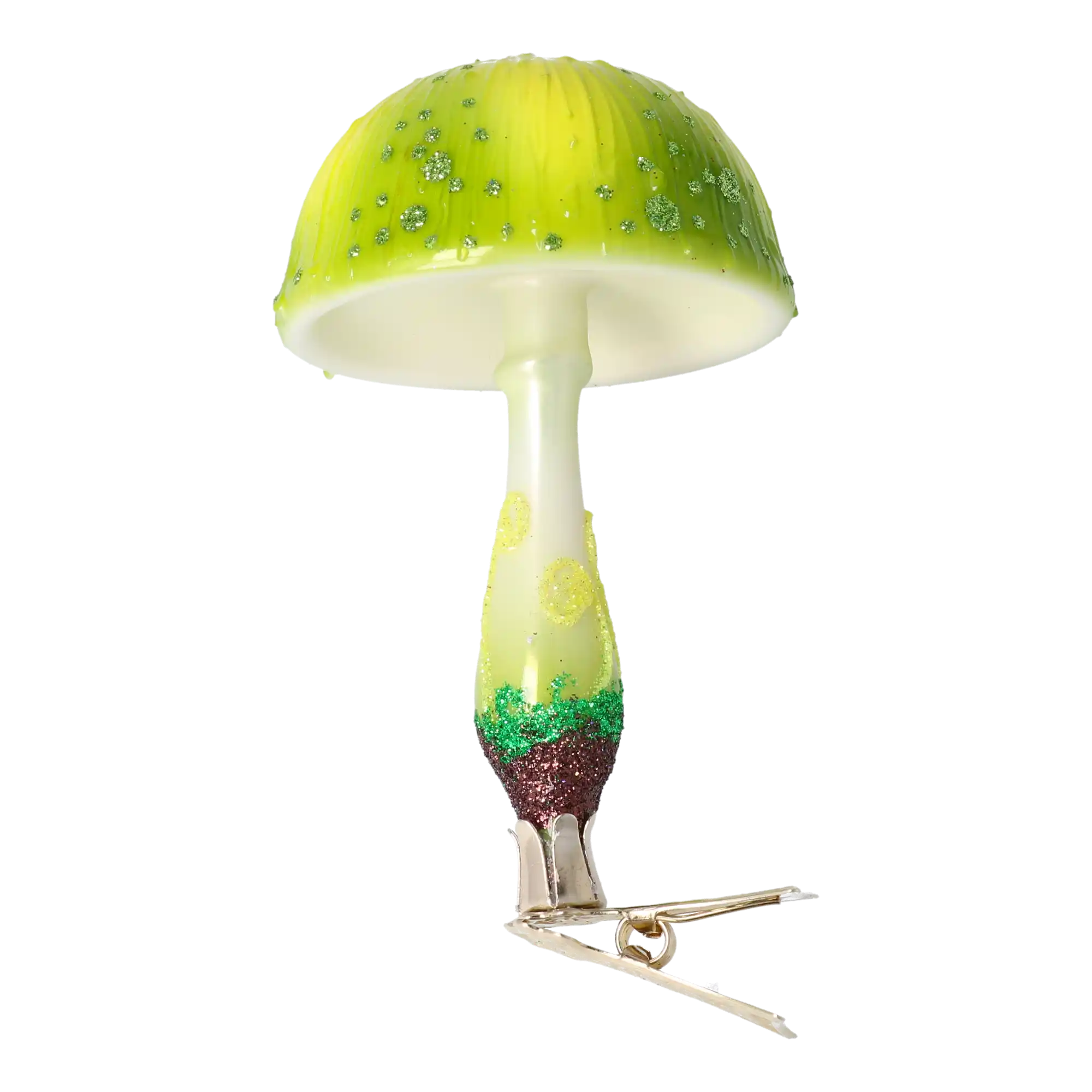 Fairy Lemon Mushroom. Handmade Glass Christmas ornament.