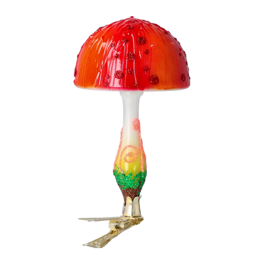 Fairyland's Mushroom. Handmade Glass Christmas ornament.