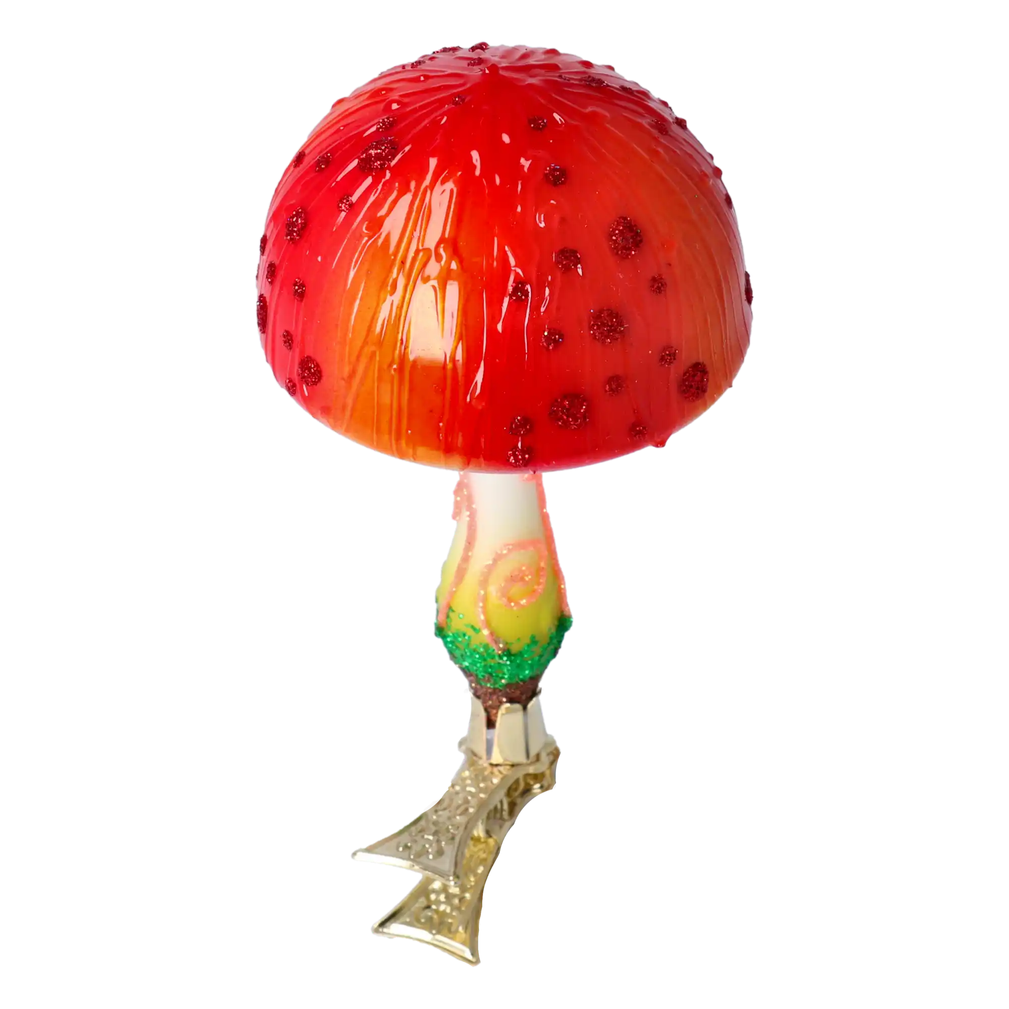 Fairyland's Mushroom. Handmade Glass Christmas ornament.