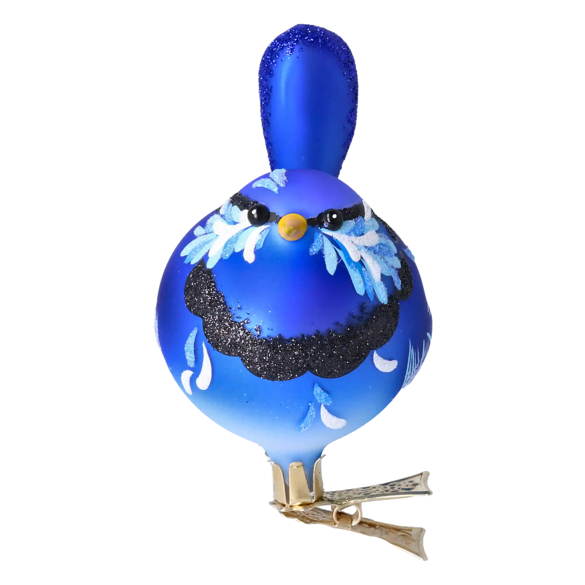 Bird - Blue in the Garden. Handmade Glass Christmas ornament.