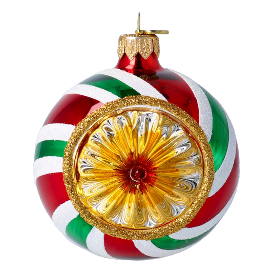 Candy ball with spotlight. Handmade Glass Christmas ornament.