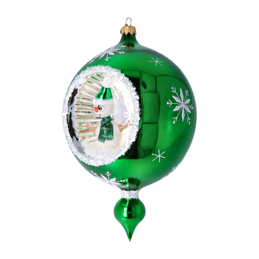 Winter Snowman Drop. Handmade Glass Christmas ornament.