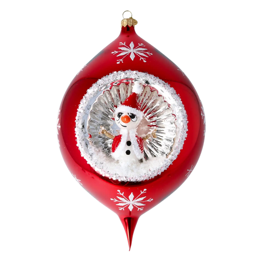 Snowman Winter Joy. Handmade Glass Christmas ornament.