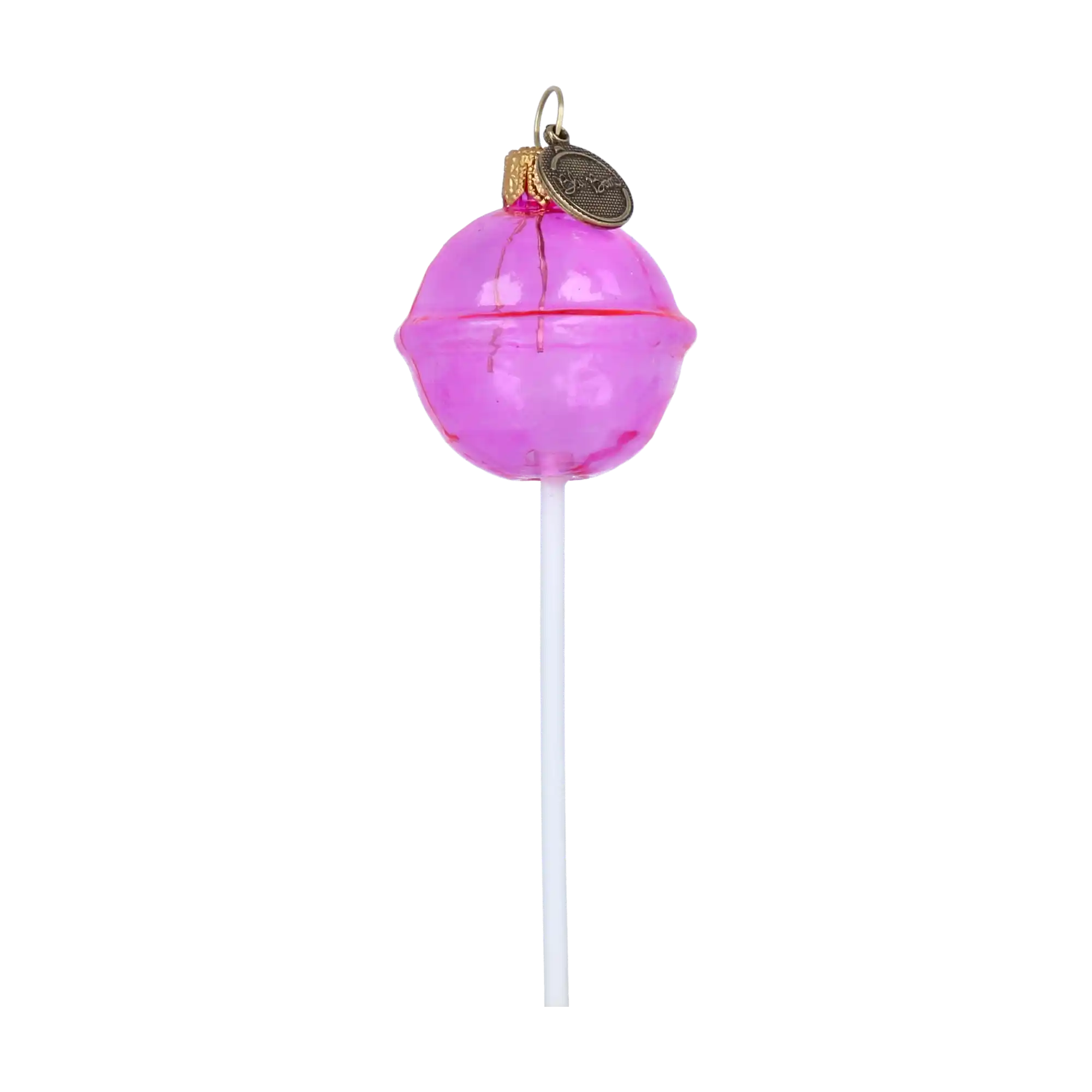 Pink Christmas Lollipop. Handmade Glass Christmas ornament.