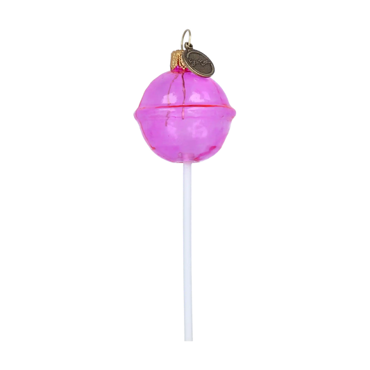 Pink Christmas Lollipop. Handmade Glass Christmas ornament.