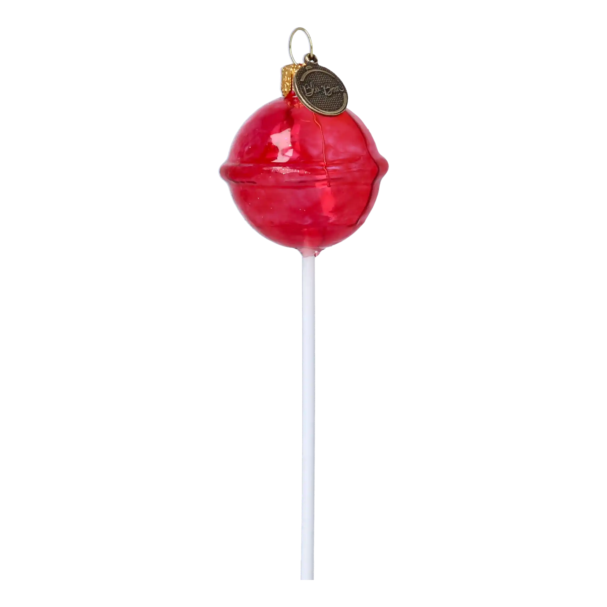 Lollipop red. Handmade Glass Christmas ornament.