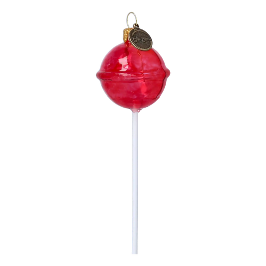 Lollipop red. Handmade Glass Christmas ornament.