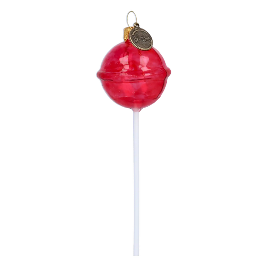 Lollipop red. Handmade Glass Christmas ornament.