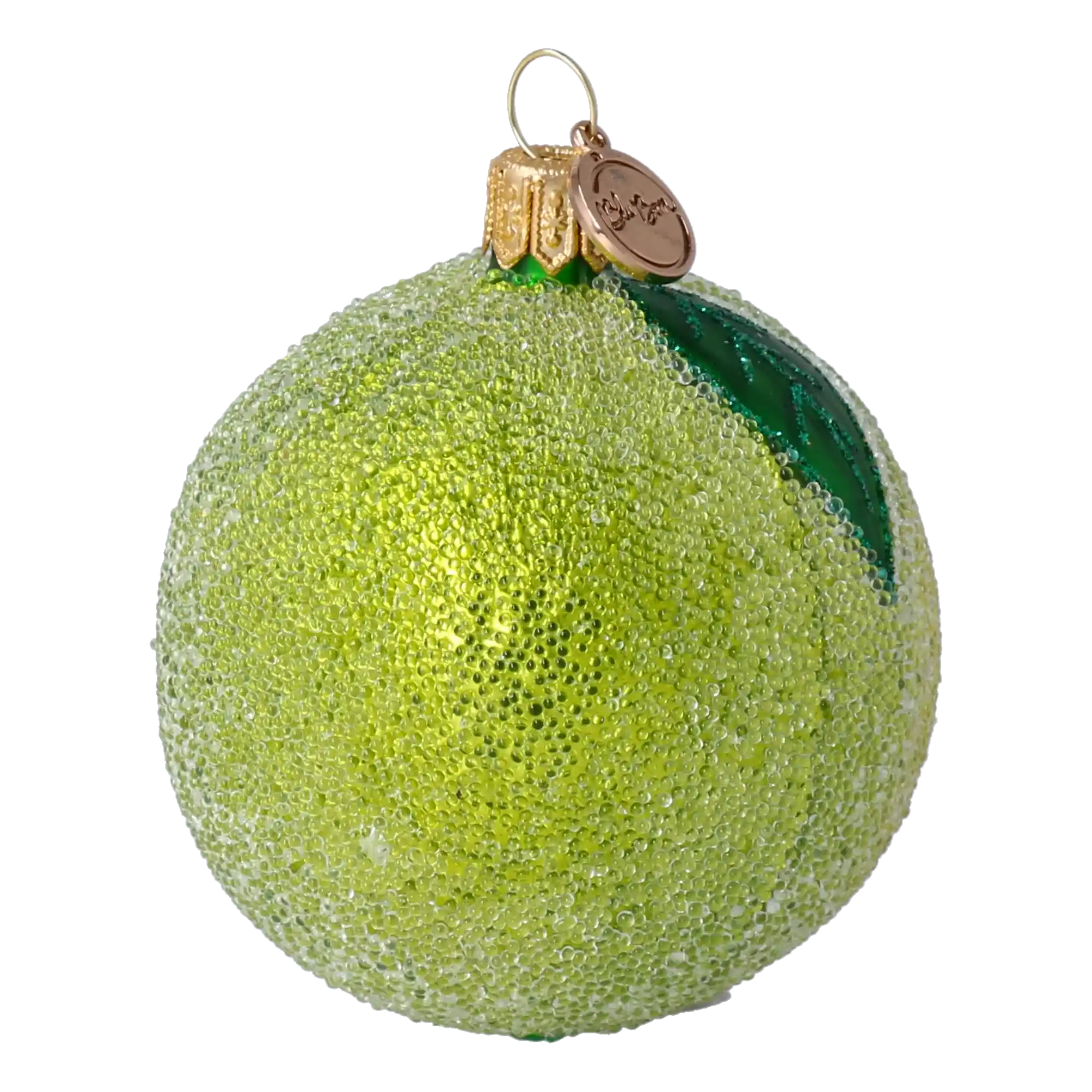 Hand Painted Glass Ornament - Lime. Handmade Glass Christmas ornament.