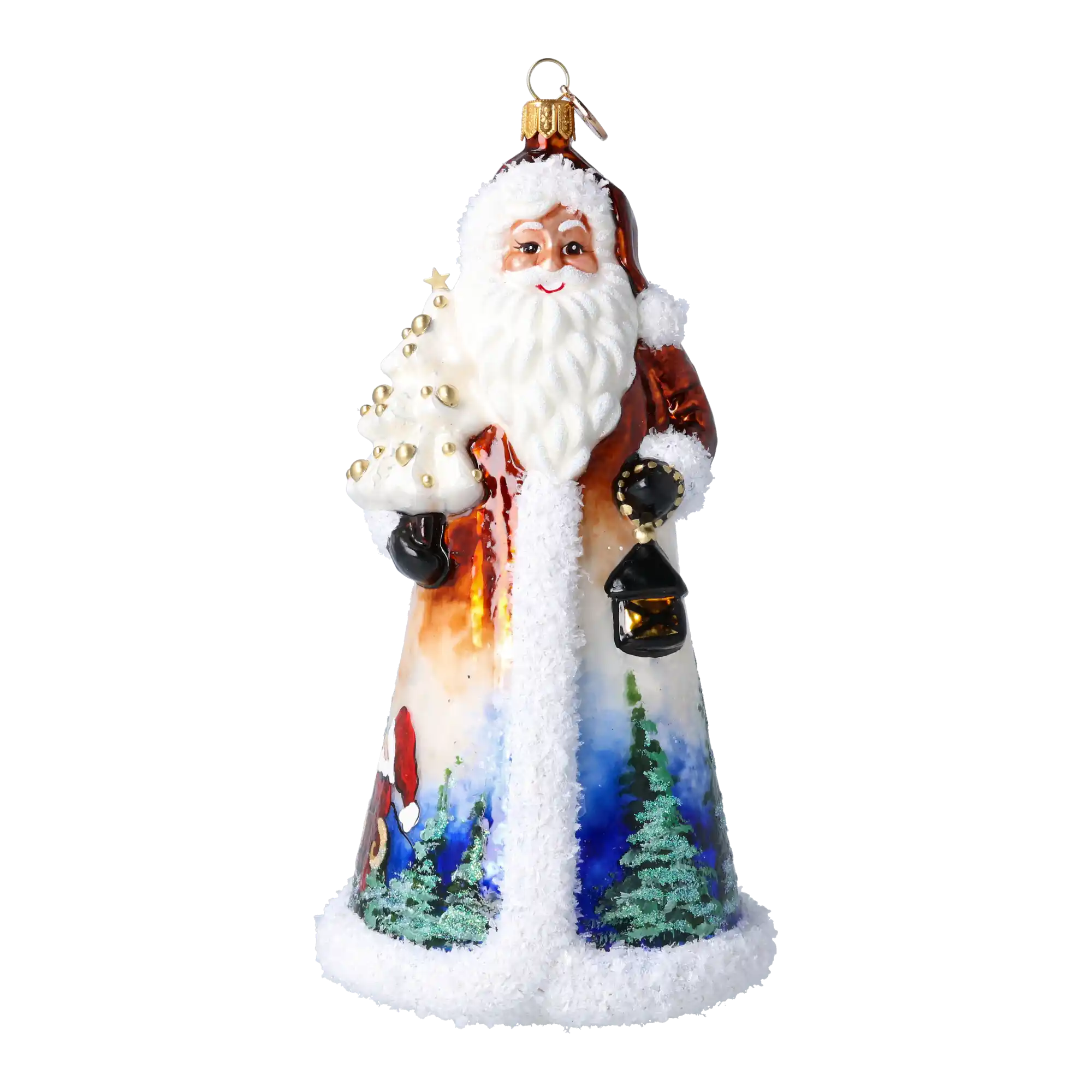 Santa's Snow Magic. Handmade Glass Christmas ornament.