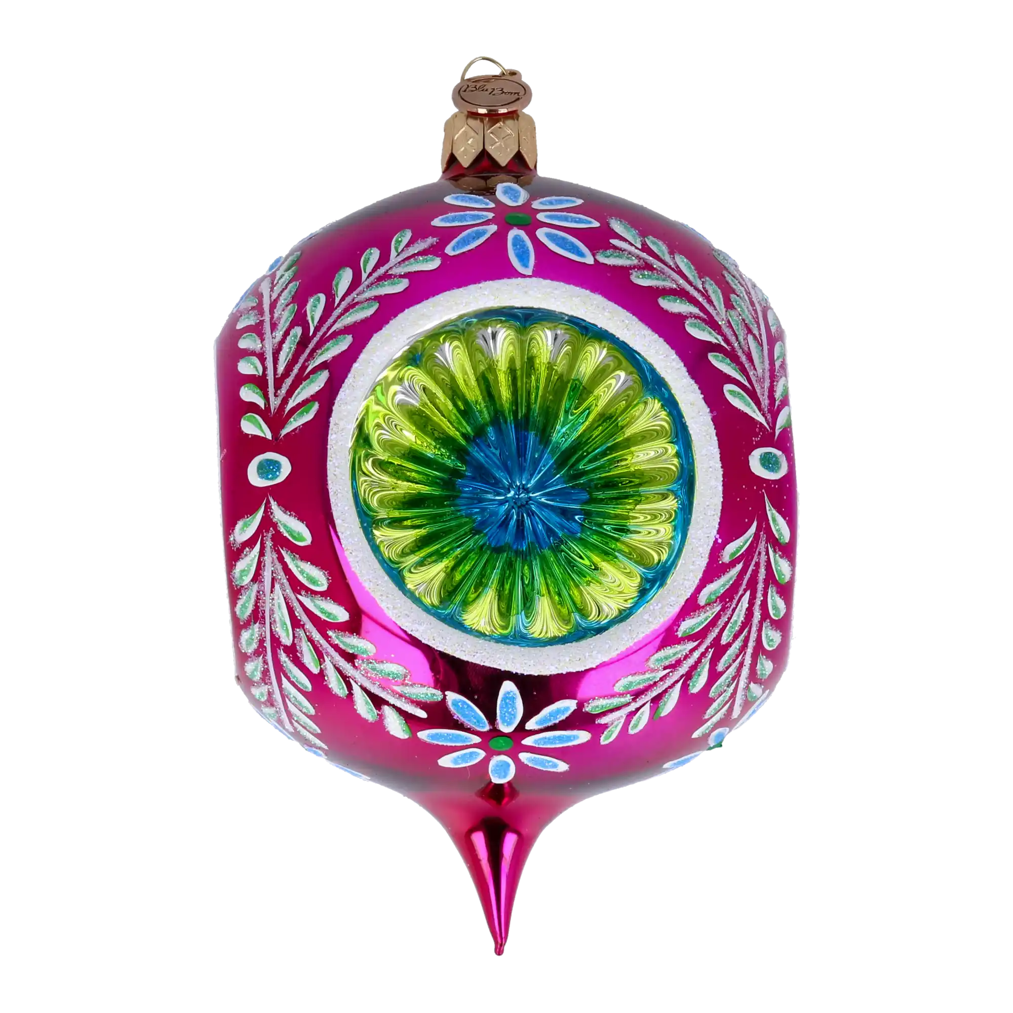 Headlights -Fuchsia skylight. Handmade Glass Christmas ornament.