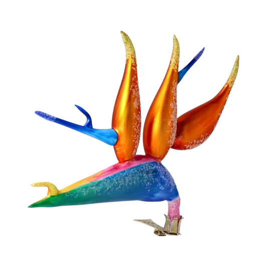 Bird of Paradise Flower -Exotic Strelitzia. Handmade Glass Christmas ornament.