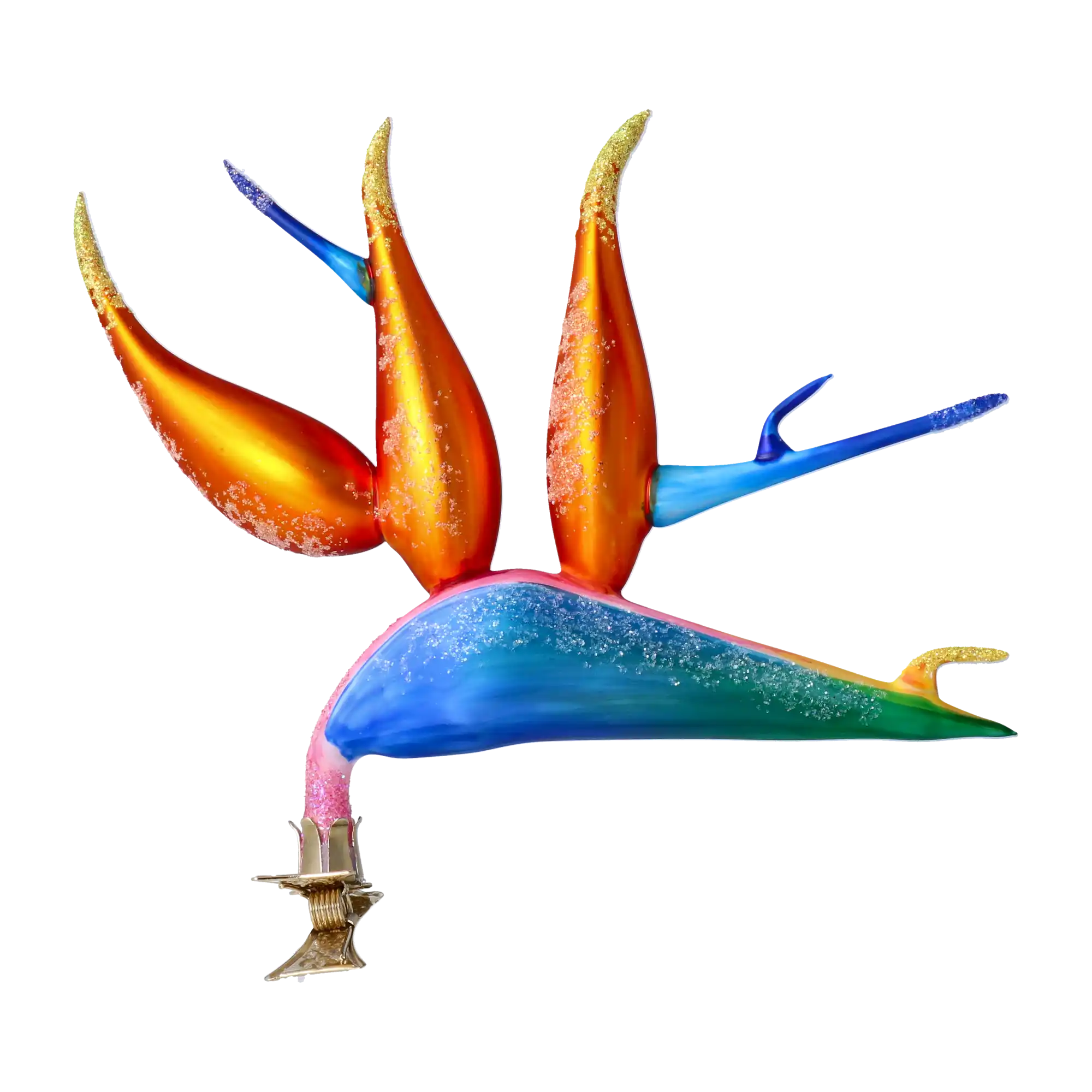 Bird of Paradise Flower -Exotic Strelitzia. Handmade Glass Christmas ornament.