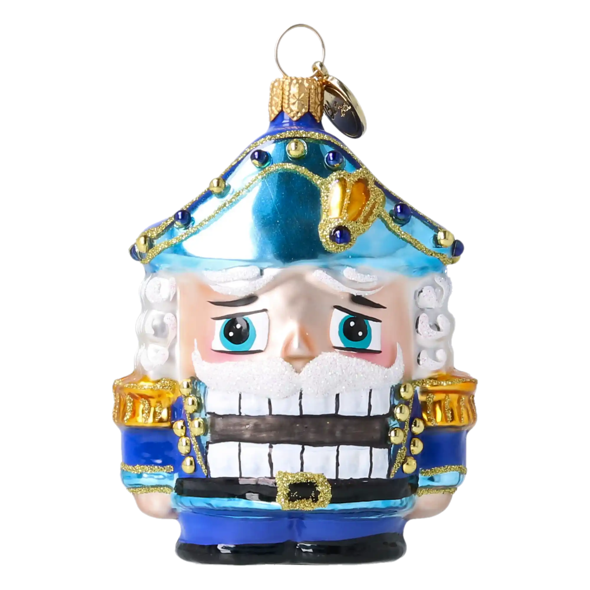 Blue Nutcracker - Glass Christmas Ornament.