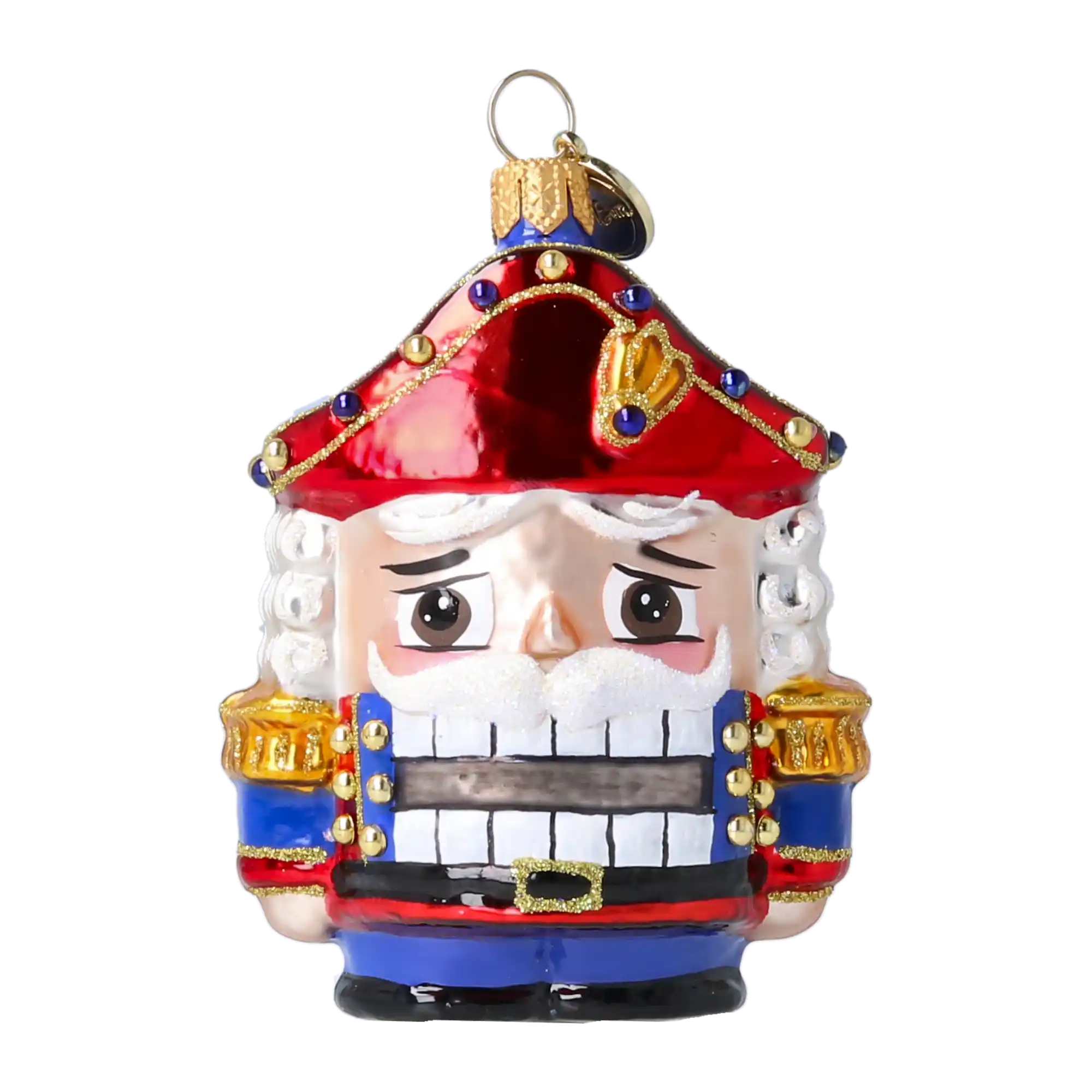 Nutcracker in Royal Colors. Handmade Glass Christmas ornament.