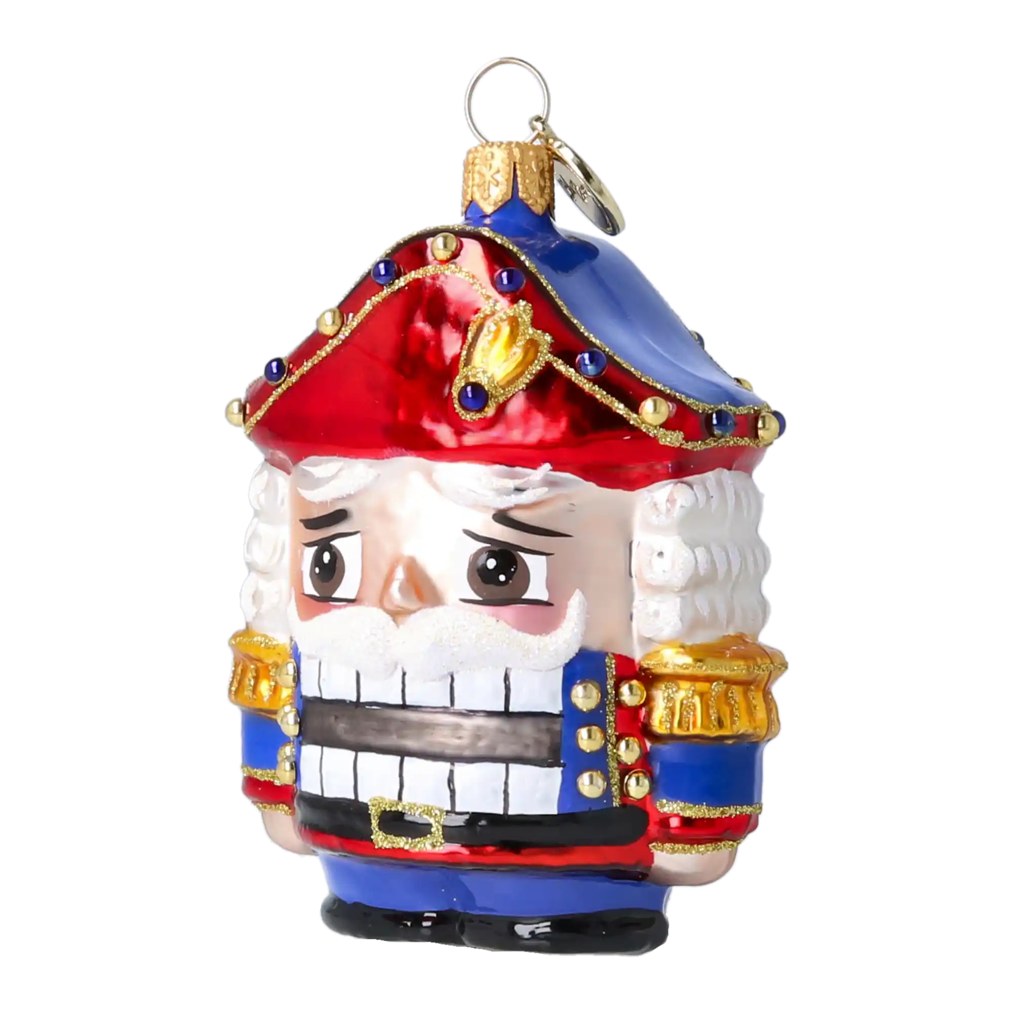 Nutcracker in Royal Colors. Handmade Glass Christmas ornament.