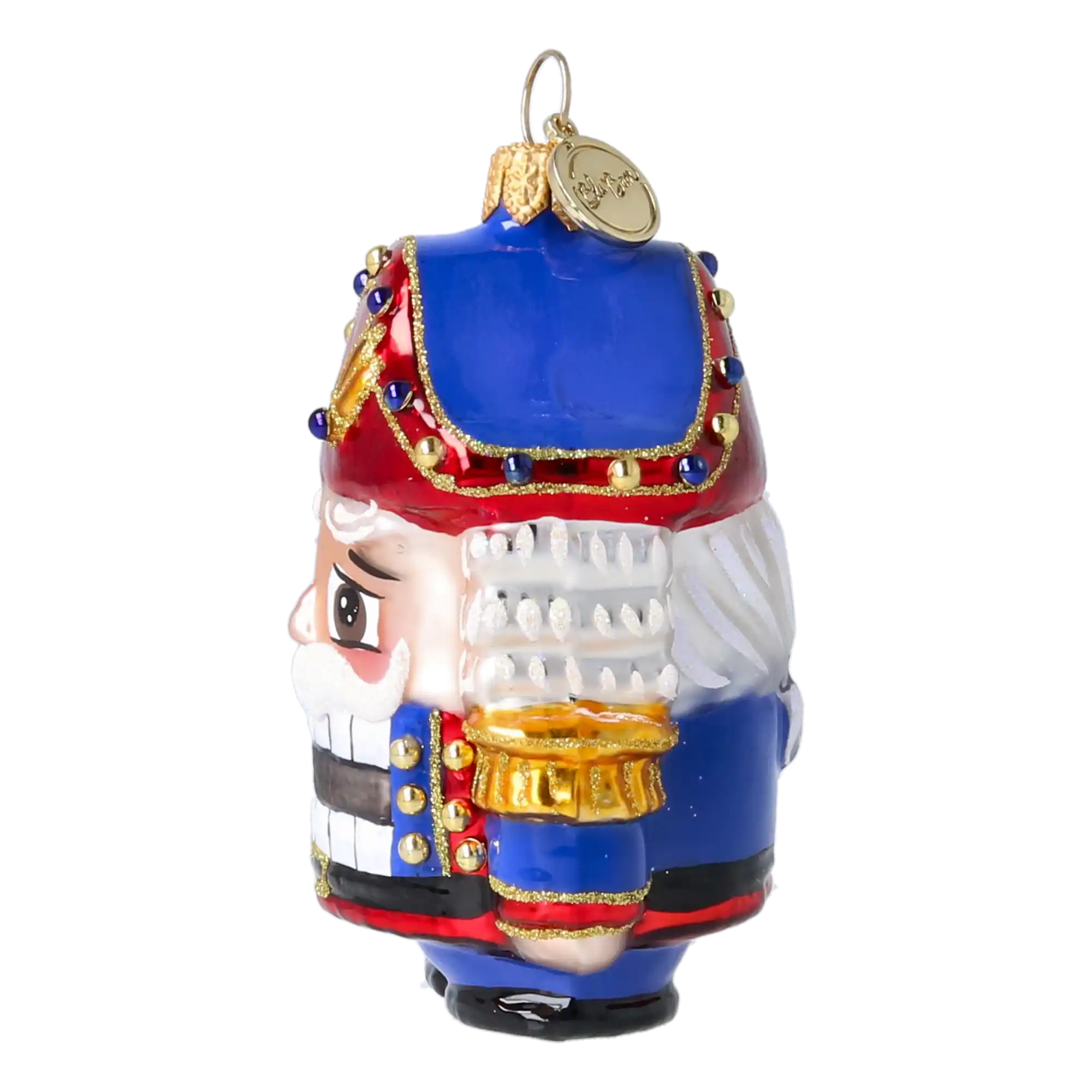 Nutcracker in Royal Colors. Handmade Glass Christmas ornament.