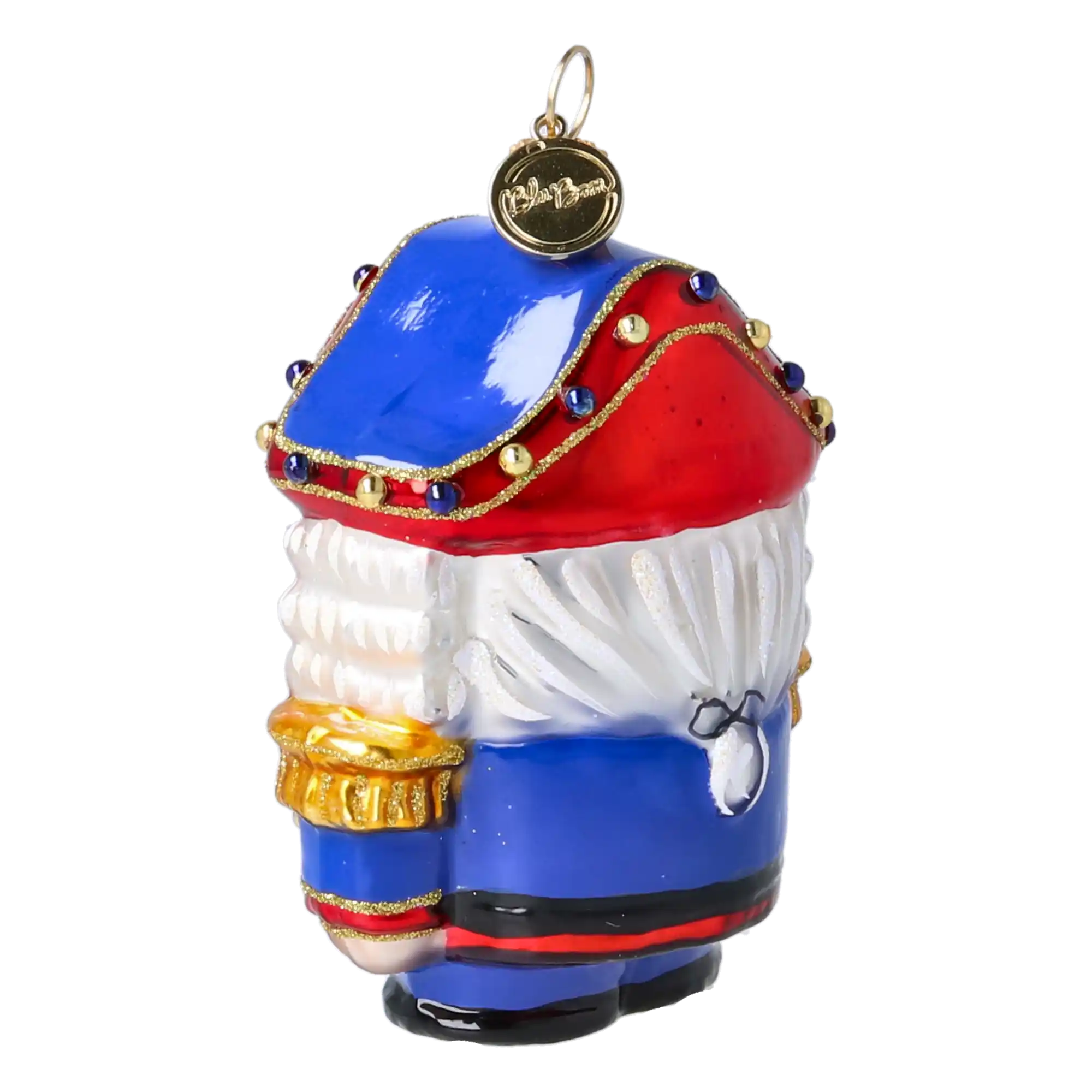 Nutcracker in Royal Colors. Handmade Glass Christmas ornament.