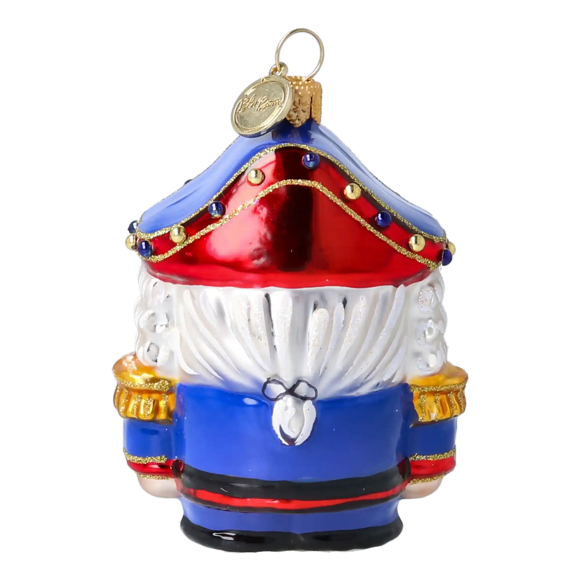 Nutcracker in Royal Colors. Handmade Glass Christmas ornament.